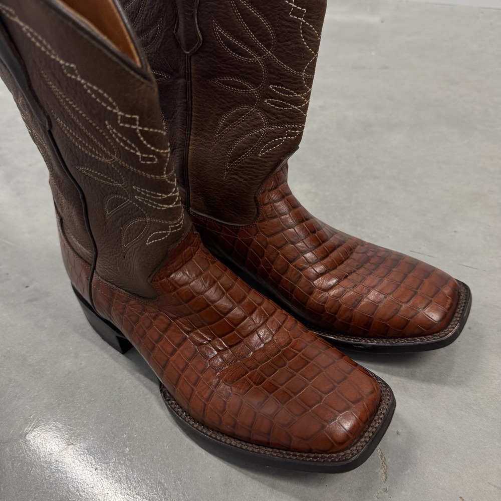 Cody James Men's 8.5 D Brown Alligator Print Leather Cowboy Boots RC1092
